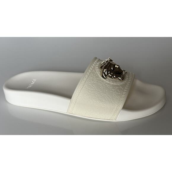 NIB $425 Versace Medusa Head Slides Sandals White 10 US (40 Eu) DSR262CN IT - Picture 2 of 14